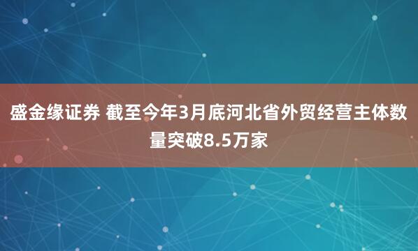盛金缘证券 截至今年3月底河北省外贸经营主体数量突破8.5万家