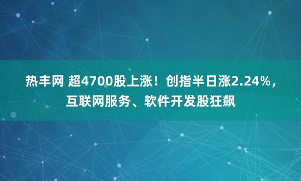 热丰网 超4700股上涨！创指半日涨2.24%，互联网服务、软件开发股狂飙